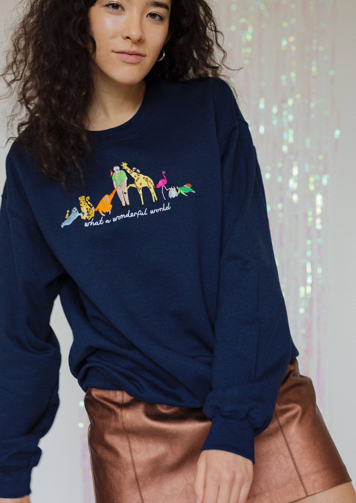 David Attenborough What A Wonderful World Embroidered Sweatshirt: Medium / Sailor Boi Navy