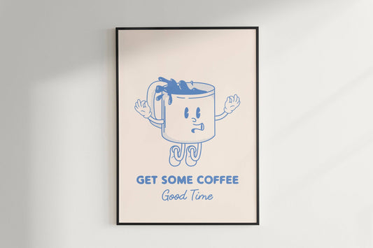 Get Some Coffee, Retro Coffee Print, Retro Print: Original / A4