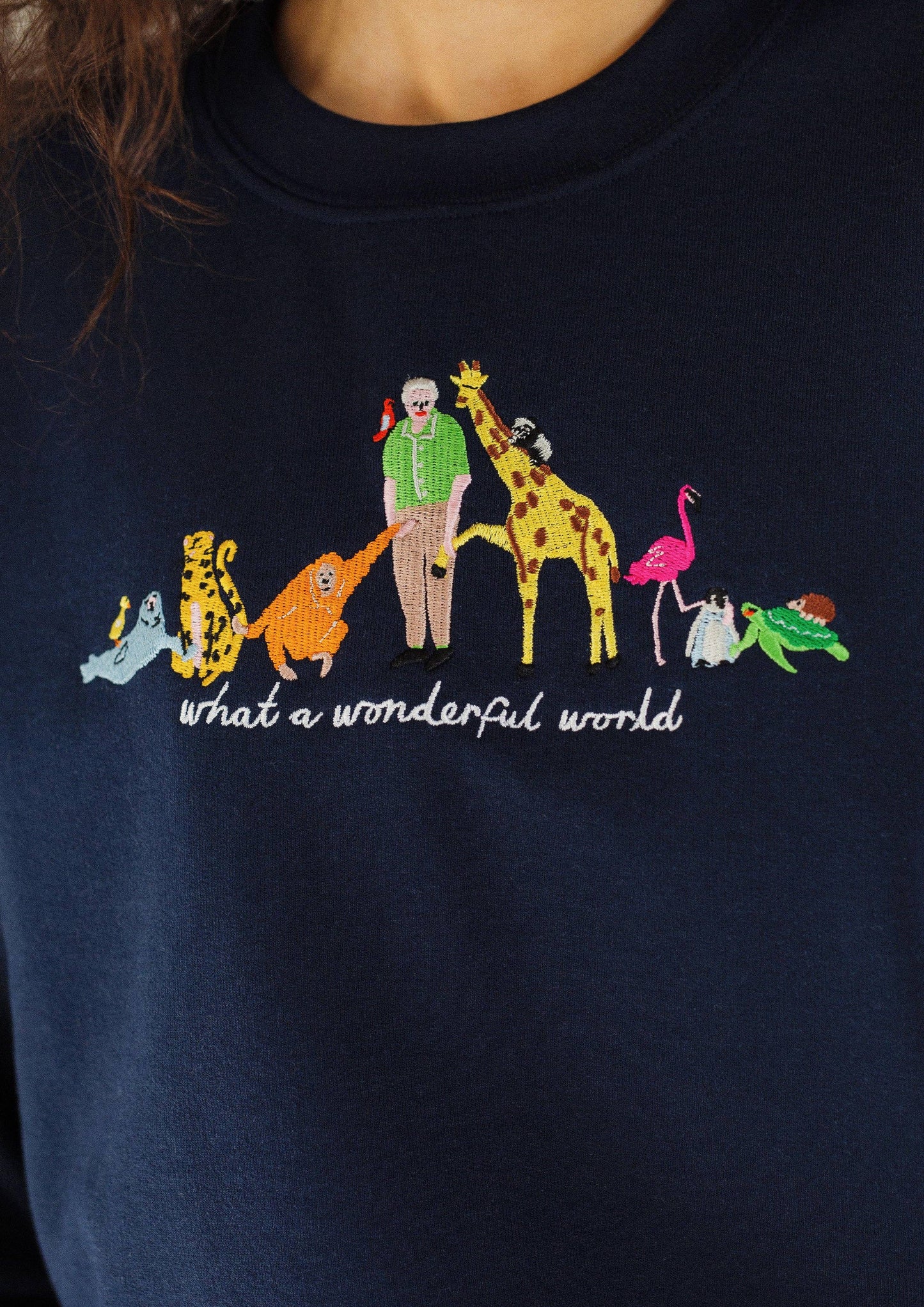 David Attenborough What A Wonderful World Embroidered Sweatshirt: Medium / Sailor Boi Navy