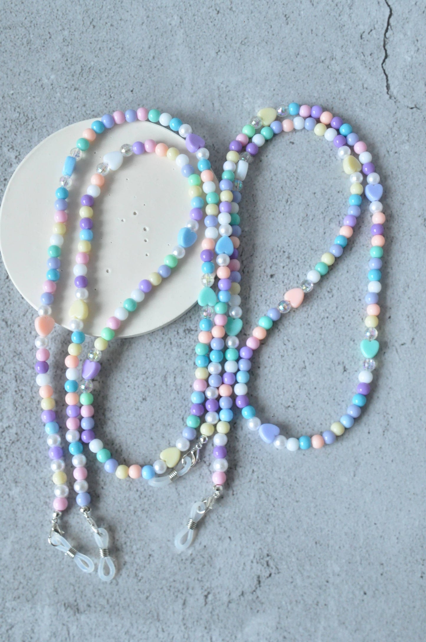 Pastel Bead Sunglasses Chain & Holder