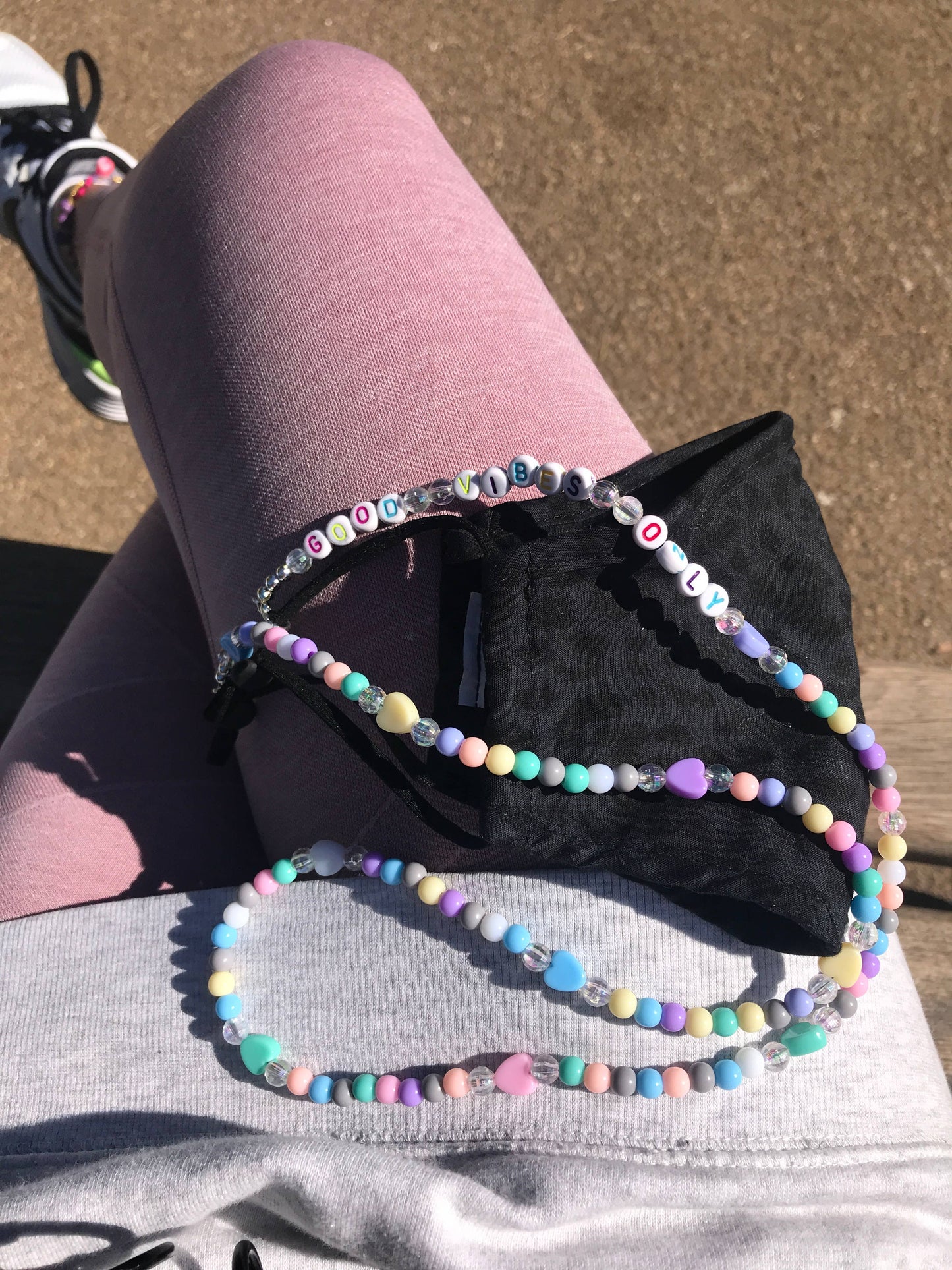 Pastel Bead Sunglasses Chain & Holder