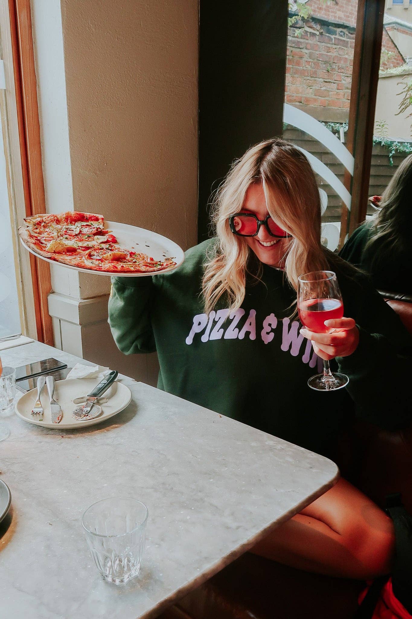 The Pizza & Wine Oversized Sweatshirt: XXL / Enchanted Forest Green