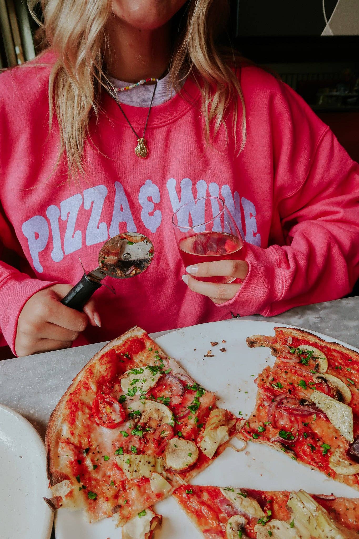 The Pizza & Wine Oversized Sweatshirt: XXL / Enchanted Forest Green