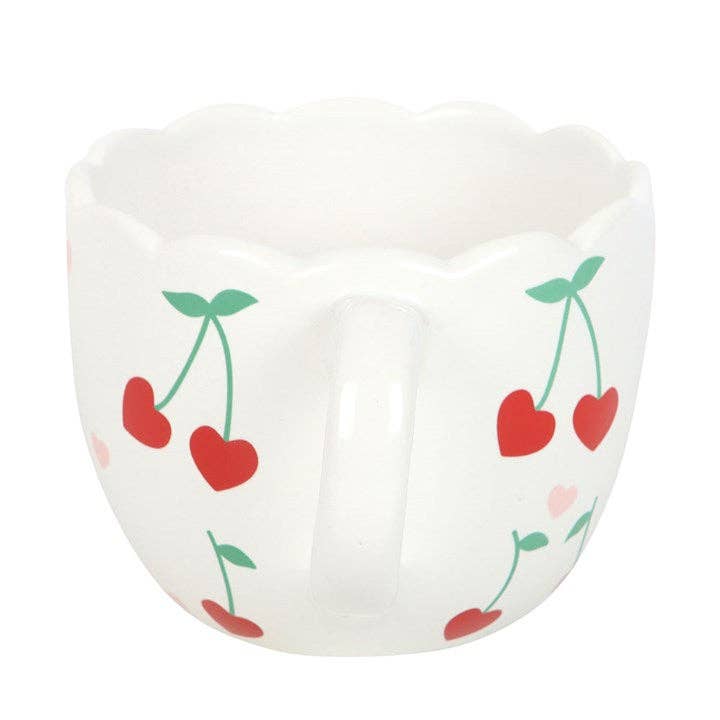 Scalloped Cherry Heart Valentine's Day Mug