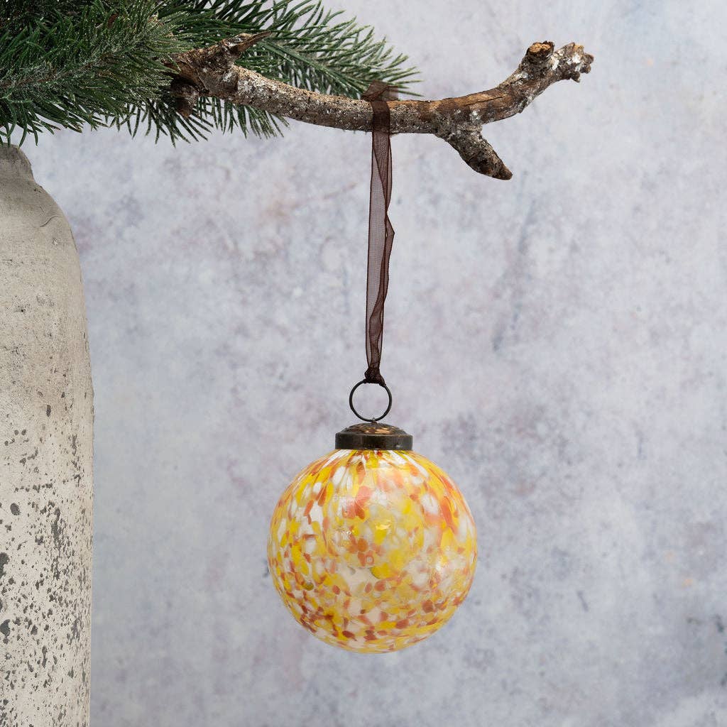 3" Ochre Cheena Glass Hanging Bauble