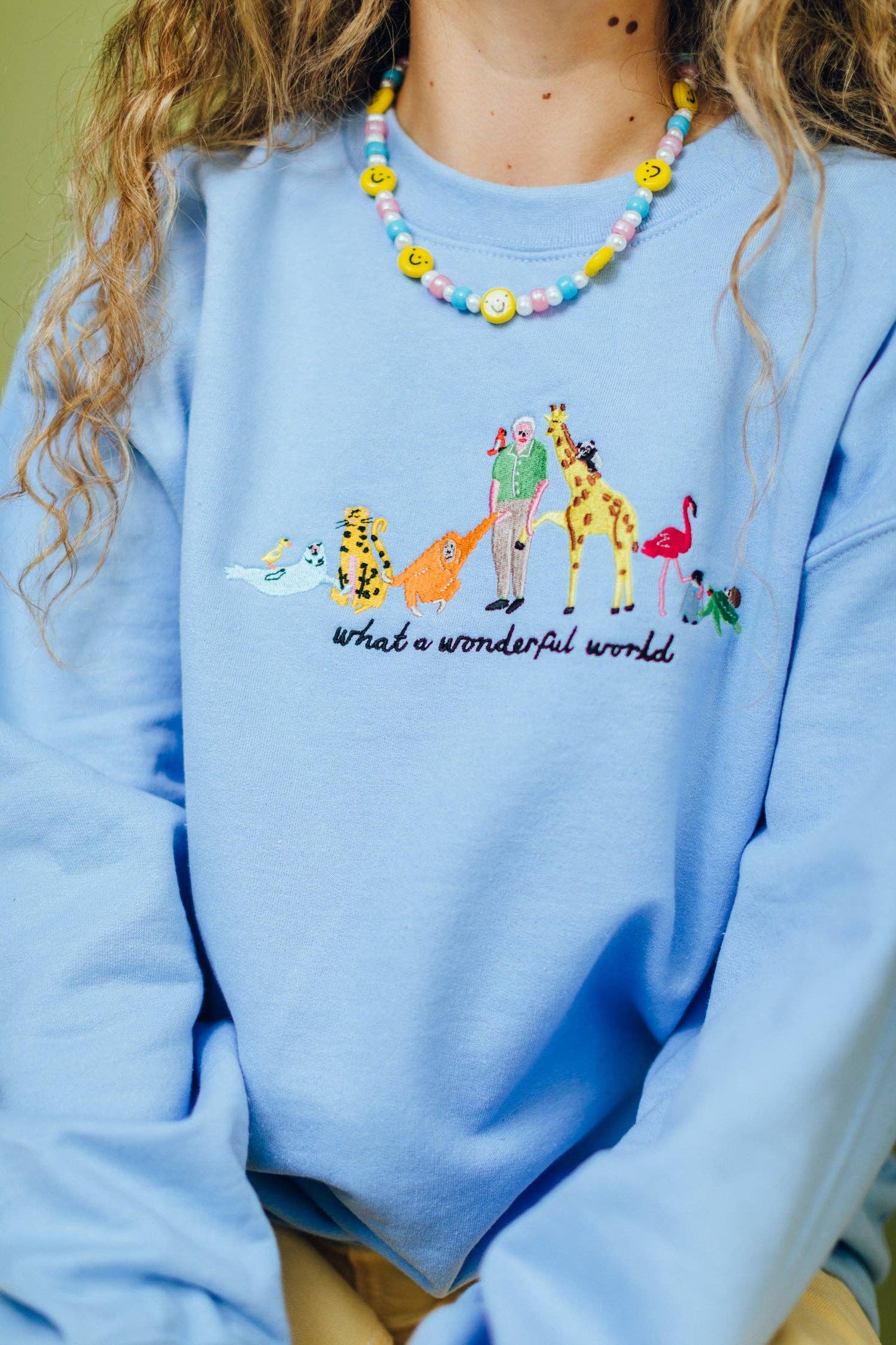 David Attenborough What A Wonderful World Embroidered Sweatshirt: Medium / Sailor Boi Navy