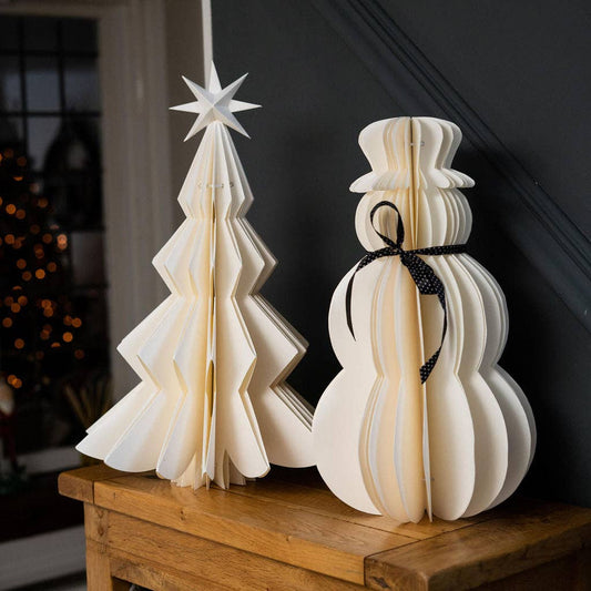 Large White Paper Snowman Christmas Table Decorations