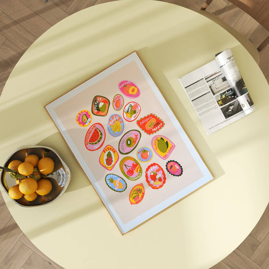 Fruit stickers Art Print: A3