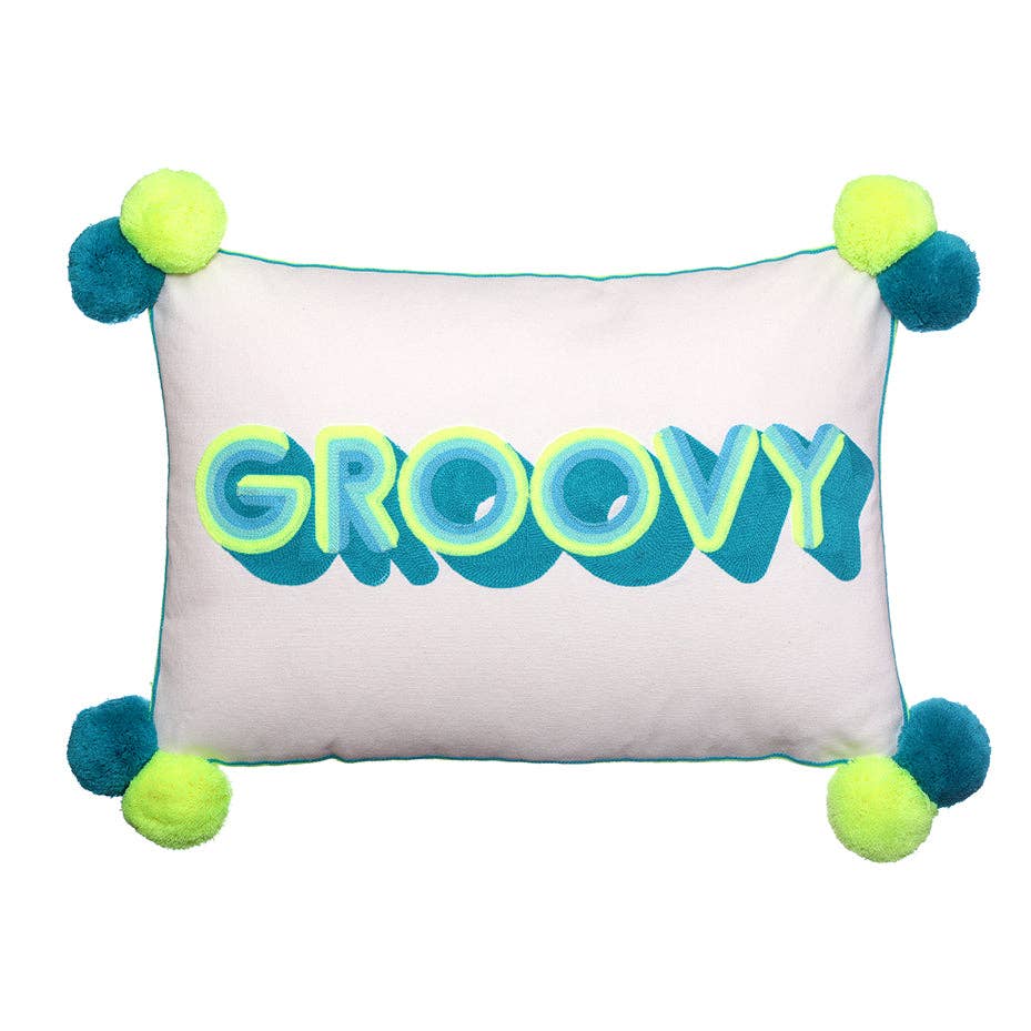 Small Talk GROOVY Cushion Teal/Yellow