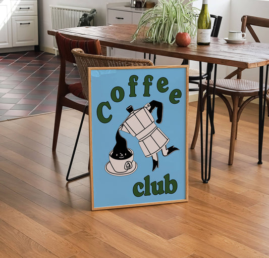 Coffee Club Print in Blue: A4