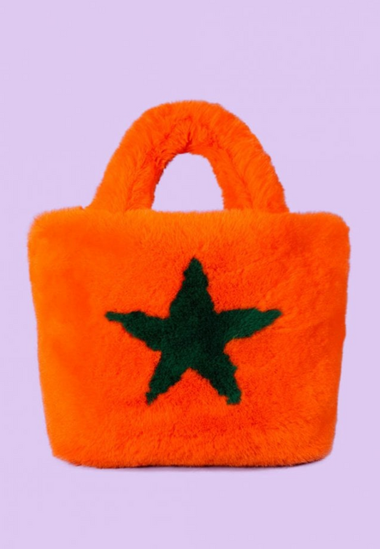 Orange Faux Fur Star Bag