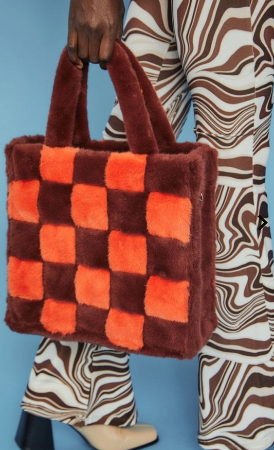 Faux Fur Checkered Bag