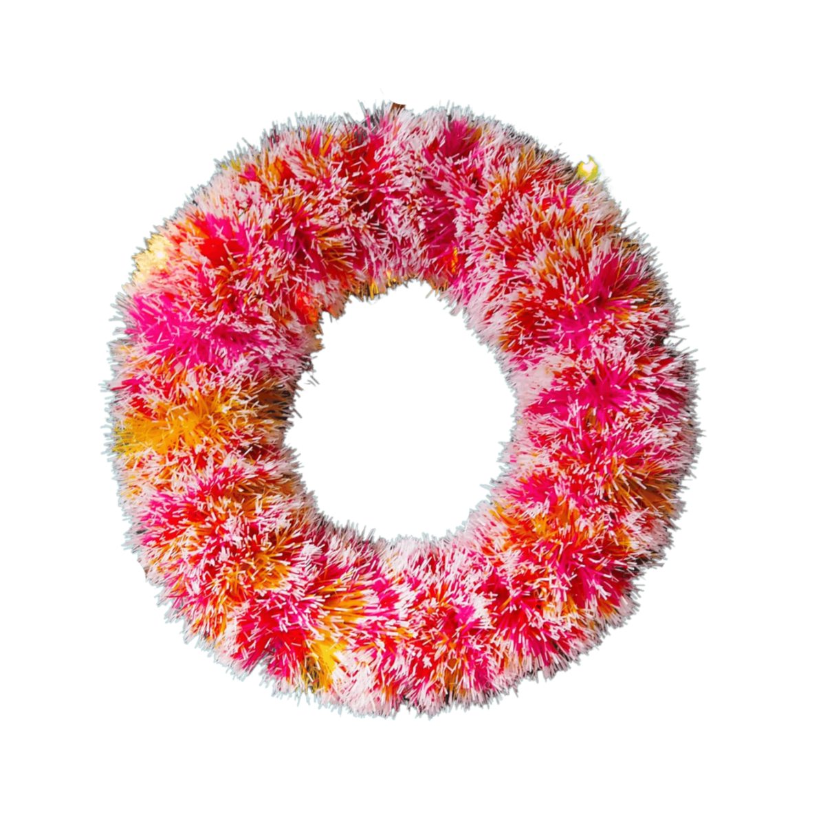 Pom PomTinsel Wreath Festive Christmas Decor Fall: 40cm / Pink Red Yellow