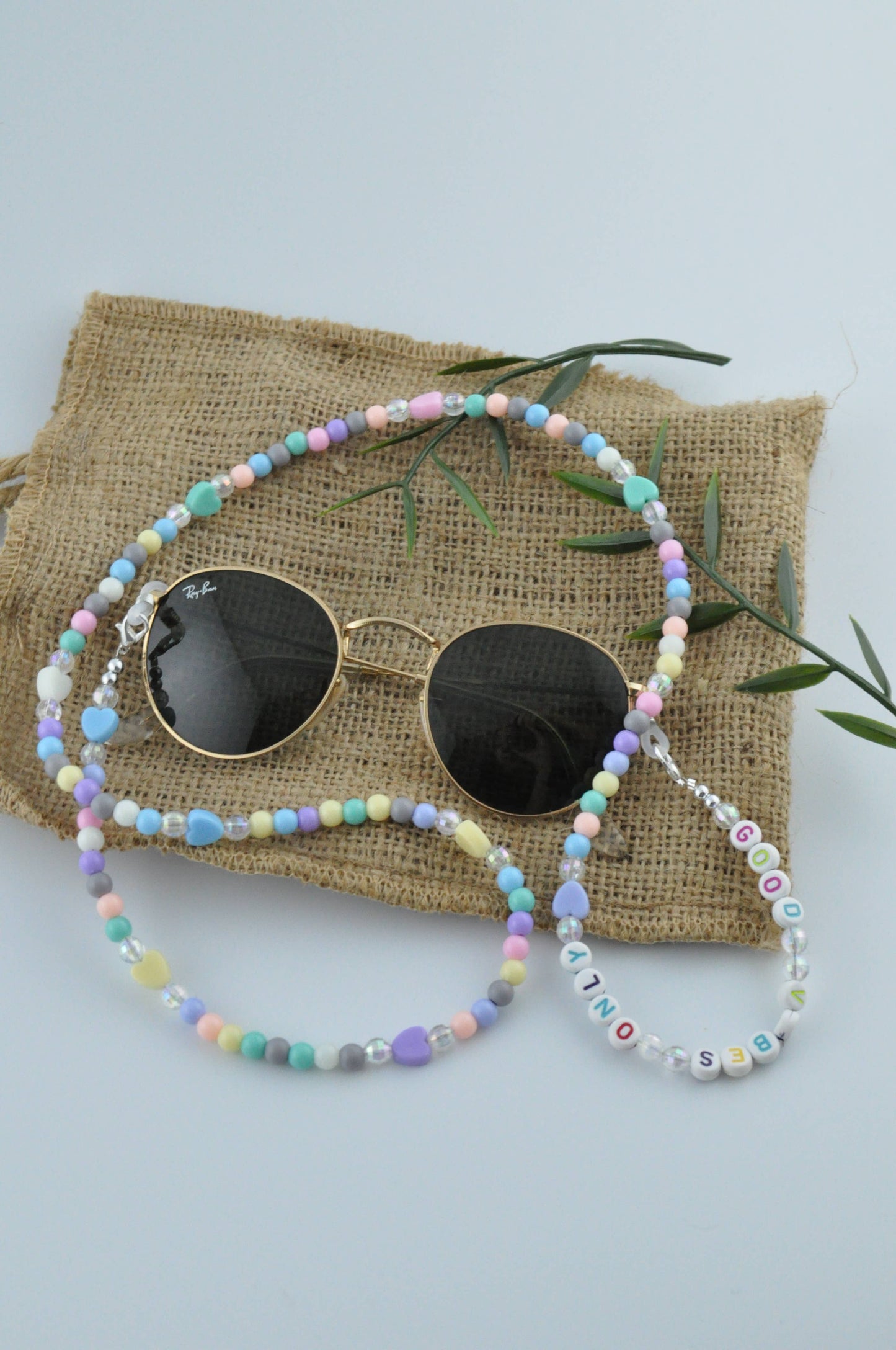 Pastel Bead Sunglasses Chain & Holder