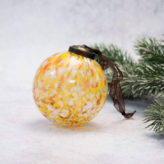 3" Ochre Cheena Glass Hanging Bauble