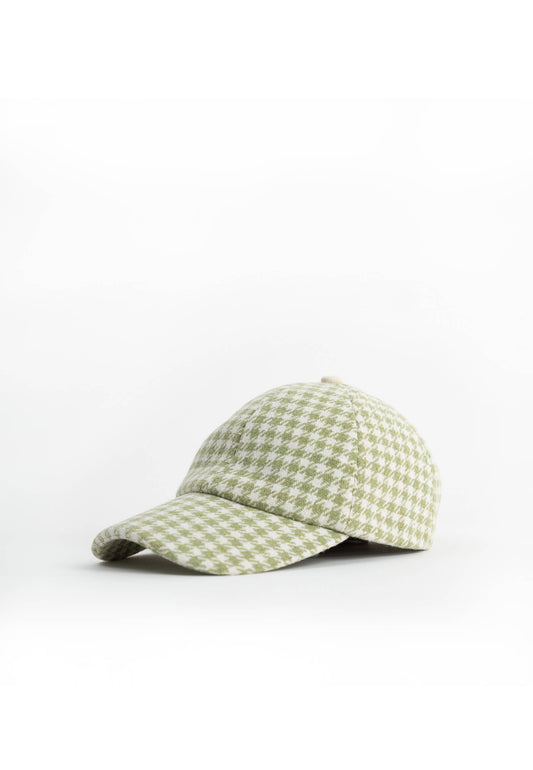 Dogtooth Print Baseball Cap in Green: Green