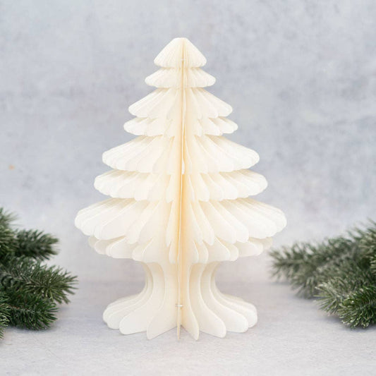 Fir White Paper Free Standing Christmas Tree - 26cm