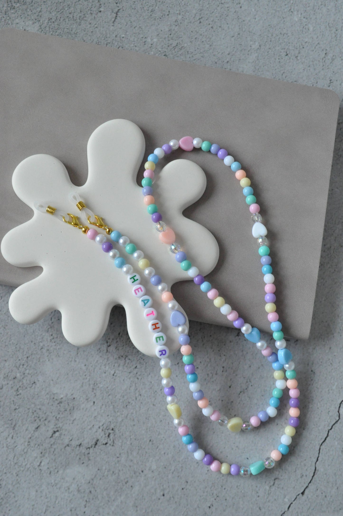 Pastel Bead Sunglasses Chain & Holder