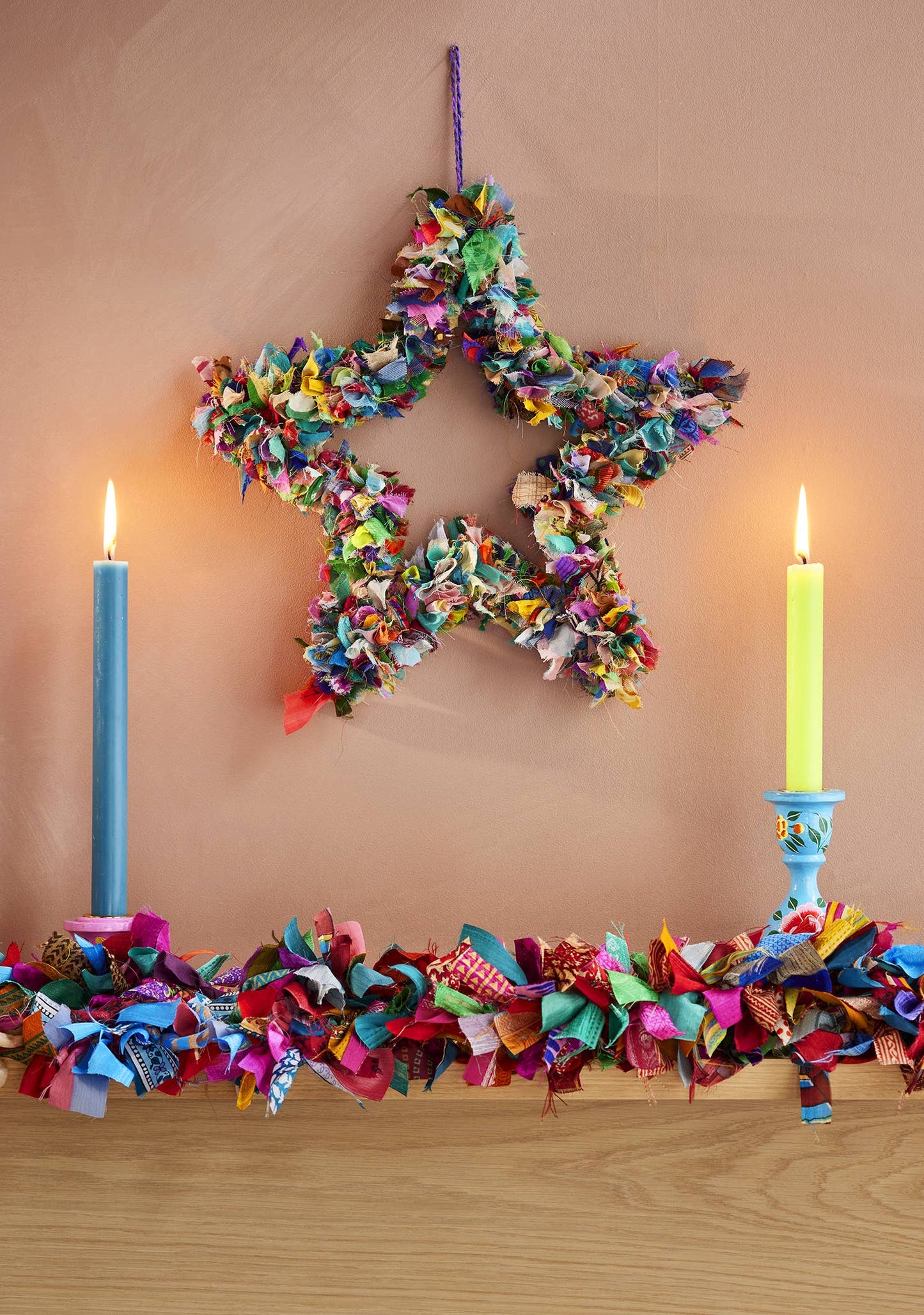 Recycled Sari Wreath Multicolour Star