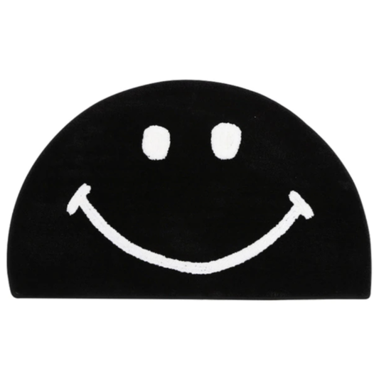 Black Happy Face Rug